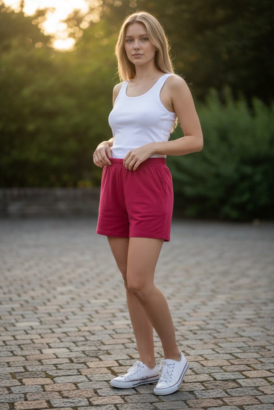 BANANA REPUBLIC Shorts Size M Linen Blend Elastic Waist Fuchsia Pink